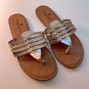 Gold American Eagle Sandals Size 7